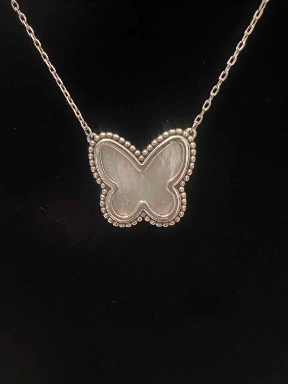 BRIGHTON NWT Butterfly Pendant Necklace in Silver with Mother-of-Pearl - Picture 2 of 7